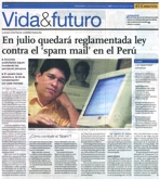 'EL COMERCIO' entrevista a Fernando S. Ypez vigencia de Ley  N 28493 Antispam en Per